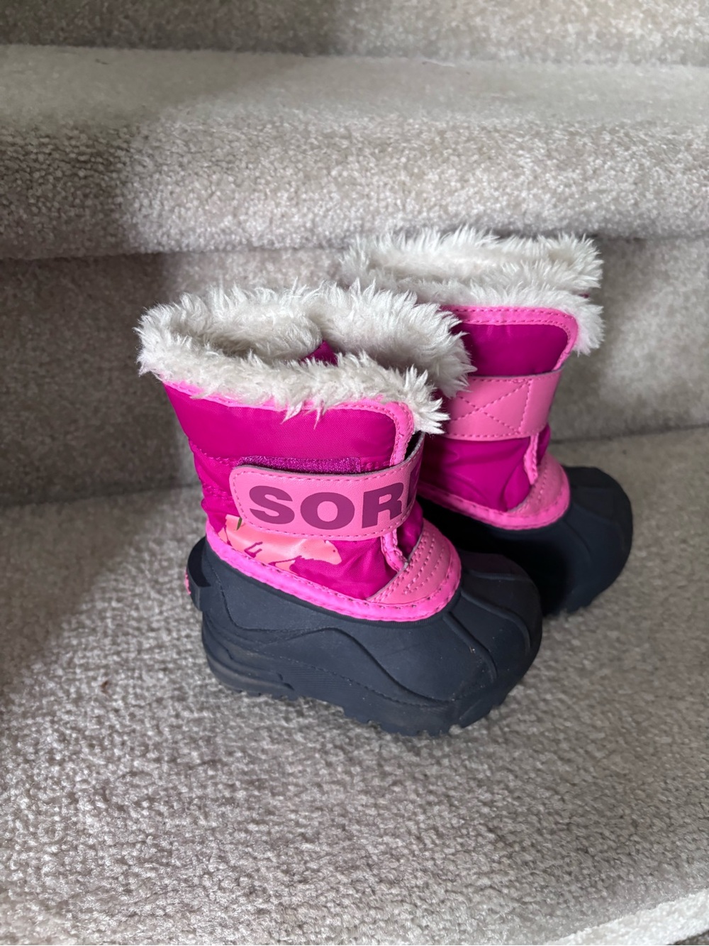 Sorel Kids Pink and Black Winter Boots